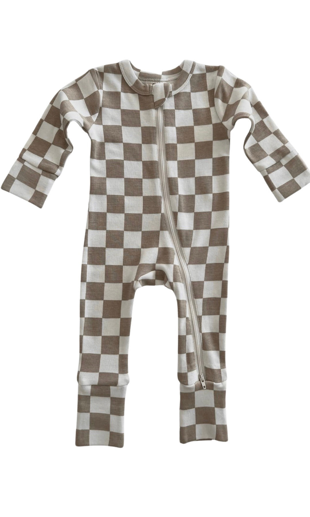 TIRAMISU CHECKERBOARD ORGANIC 2-WAY ZIP ROMPER