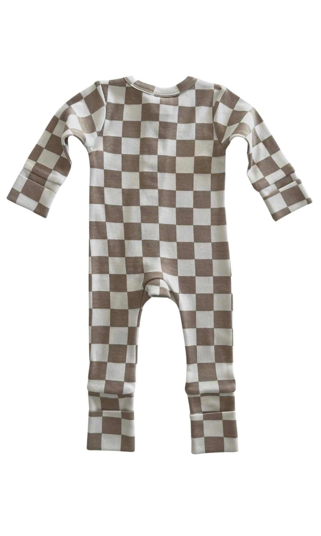TIRAMISU CHECKERBOARD ORGANIC 2-WAY ZIP ROMPER