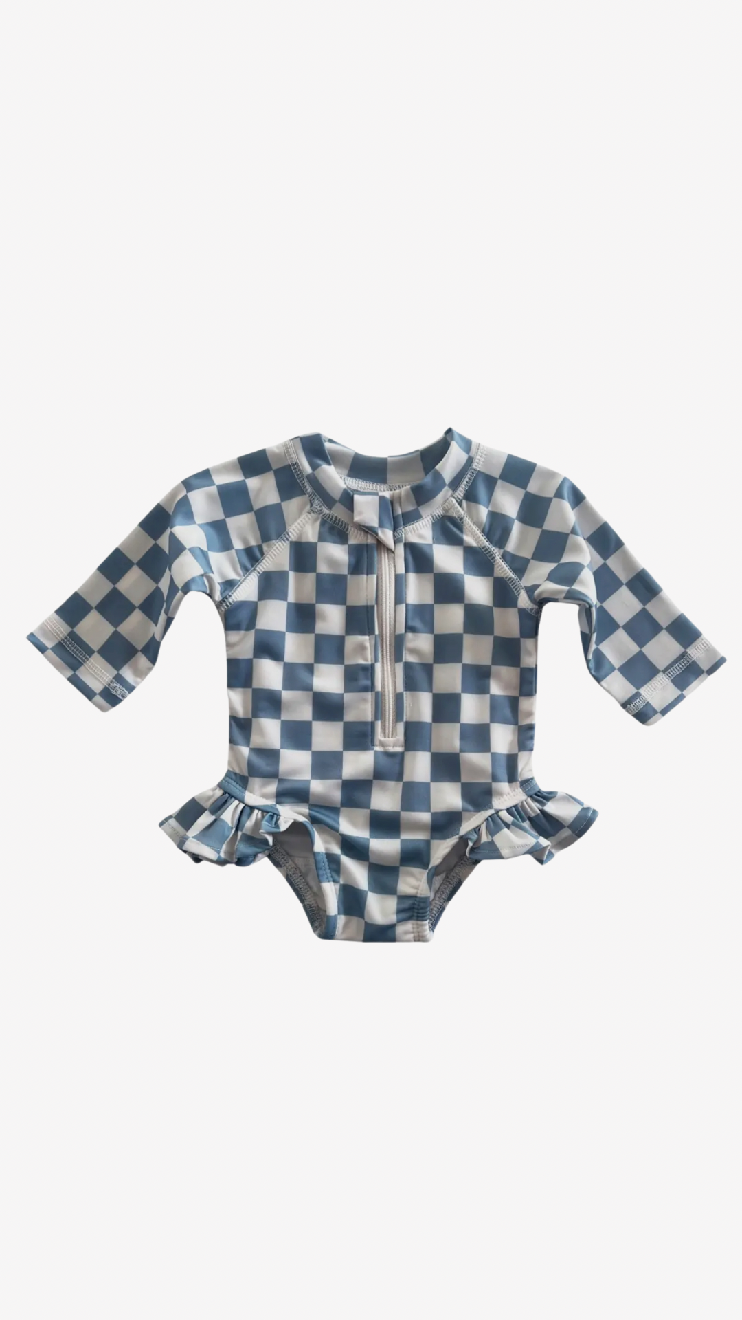BLUEBERRY MUFFIN CHECKERBOARD SKIPPER RASHGUARD SWIMSUIT