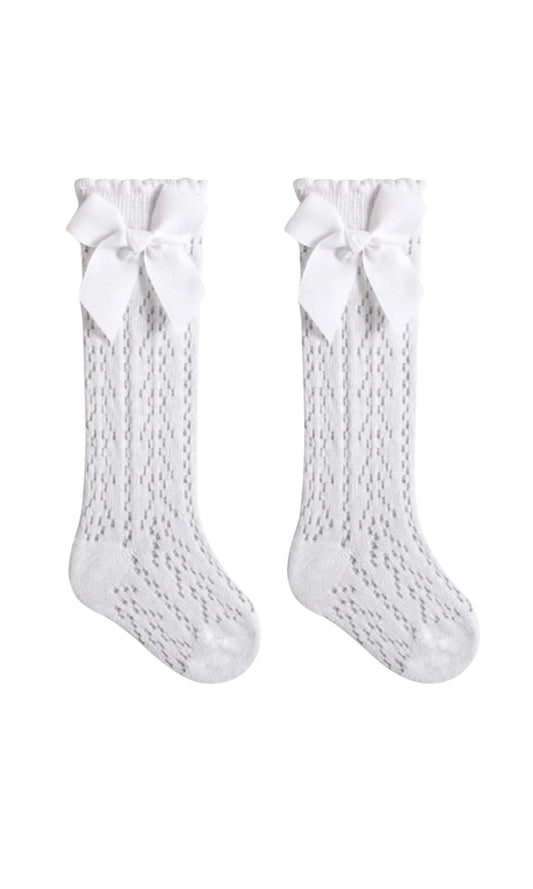 OVER THE KNEE SOCKS WITH BOW | WHITE