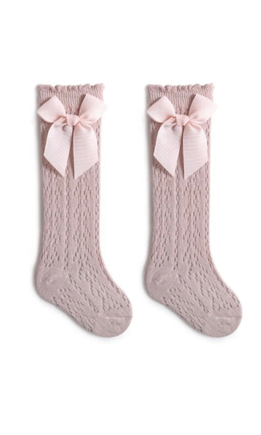 OVER THE KNEE SOCKS WITH BOW | PINK
