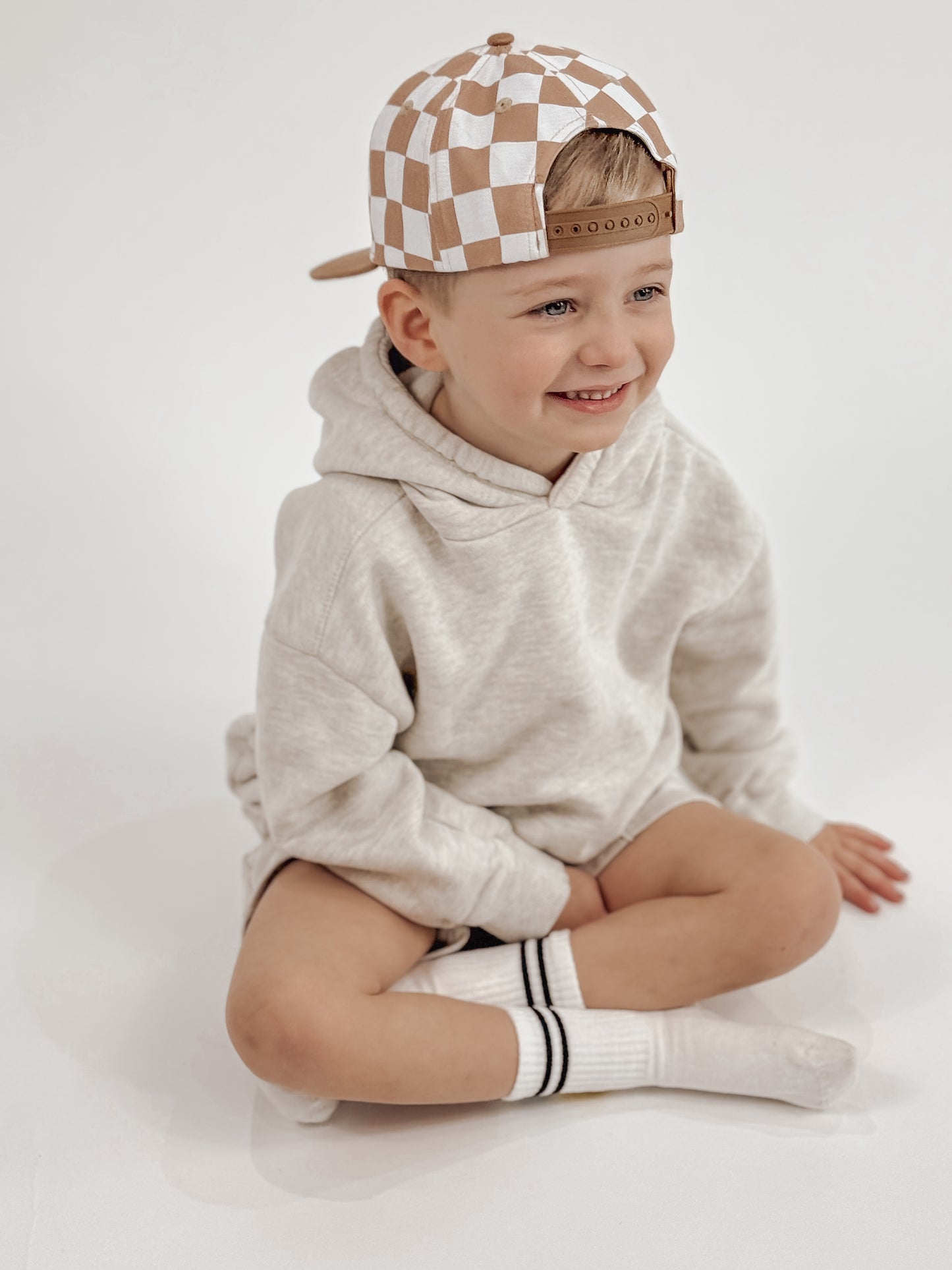 CHECKERBOARD SNAPBACK HAT | TAN