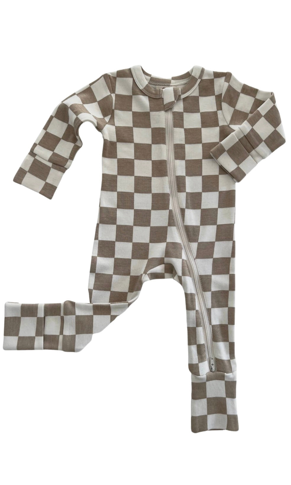 TIRAMISU CHECKERBOARD ORGANIC 2-WAY ZIP ROMPER
